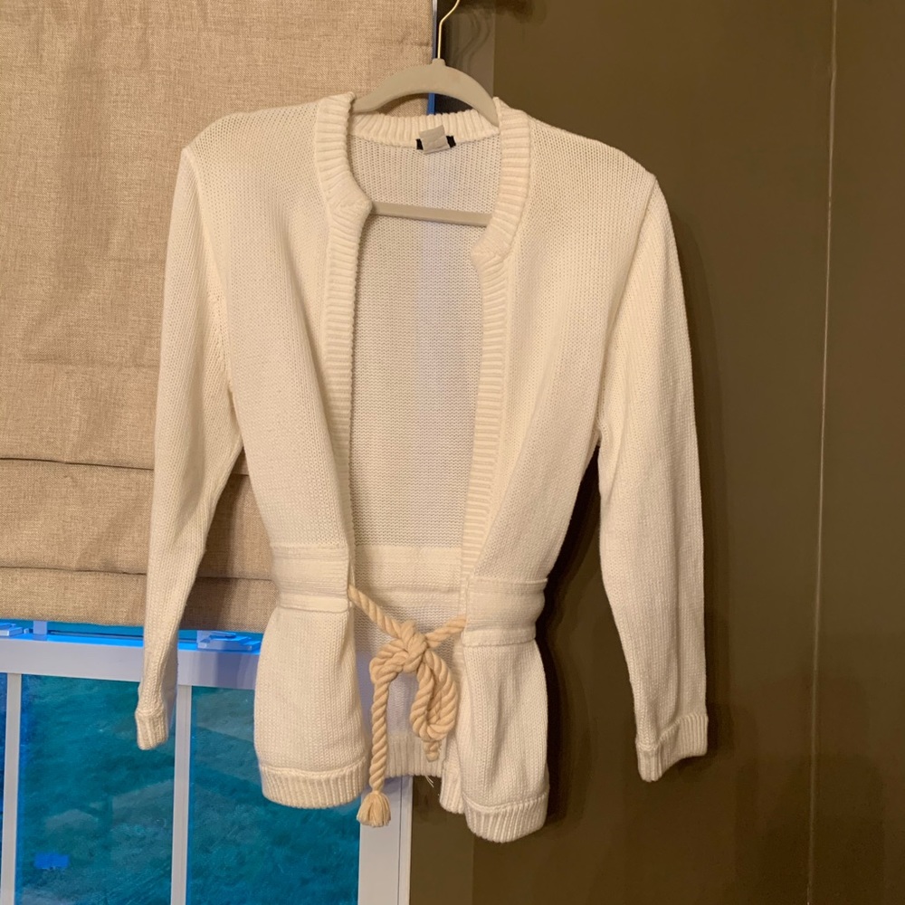J.crew White Nautical Cardigan w/ Rope Detail